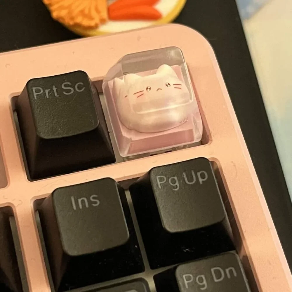 Pink Cute Kitty Keycap for OEM Mechanical Keyboard with cross axis